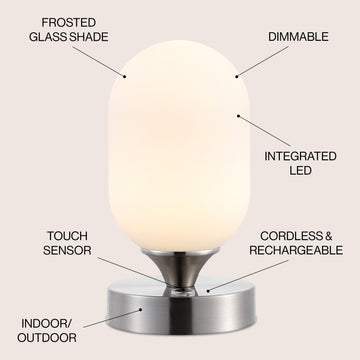 Eli 8" Bohemian Farmhouse Iron Rechargeable Integrated LED Table Lamp